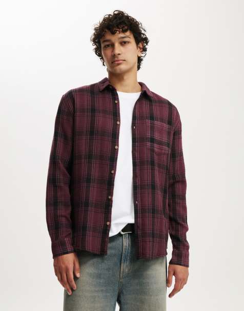 Cotton:On Boston long sleeve shirt in burgundy - view 1