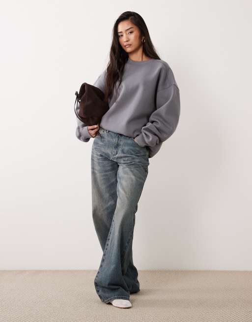 CottonOn box fit crew sweater in slate stone , 2 of 4