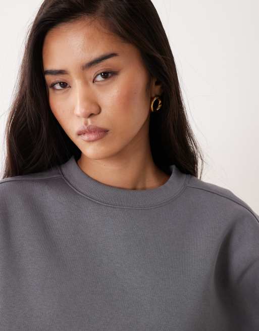 CottonOn box fit crew sweater in slate stone , 3 of 4