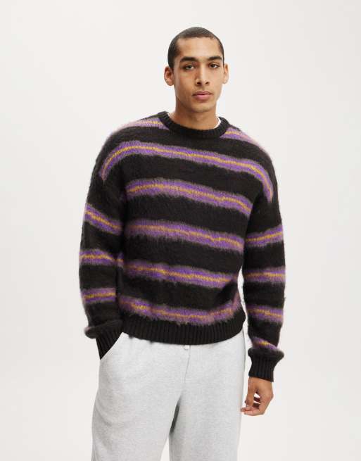 Cotton:On Box fit fuzzy crew knit in black