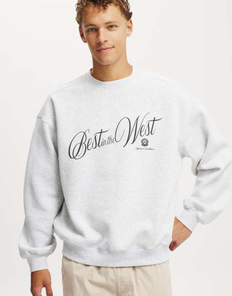 Cotton:On Box fit graphic crew sweater in grey - view 1