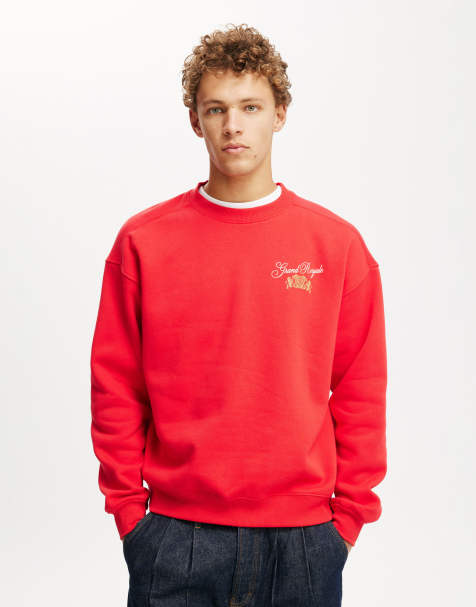 Cotton:On Box fit graphic crew sweater in red - view 1