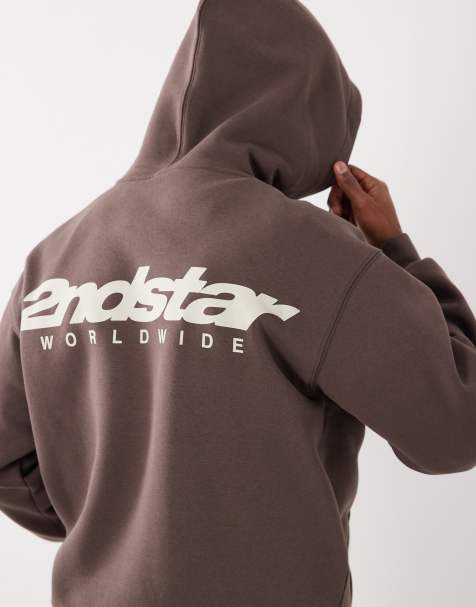 CottonOn box fit graphic hoodie in chocolate - view 1