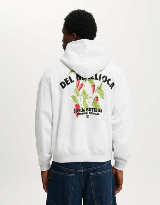 Cotton:On Box fit graphic hoodie in grey