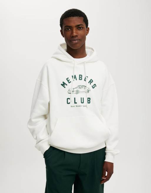 Cotton:On Box fit graphic hoodie in off-white