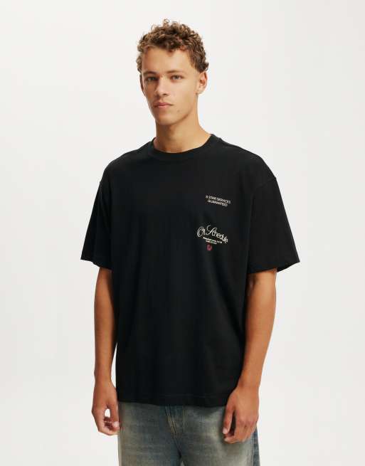 Cotton:On Box fit graphic t-shirt in black