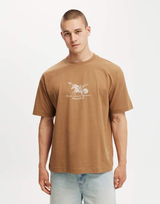 Cotton:On Box fit graphic t-shirt in brown