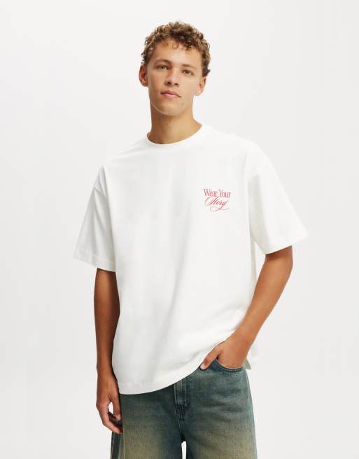 Cotton:On Box fit graphic t-shirt in off-white