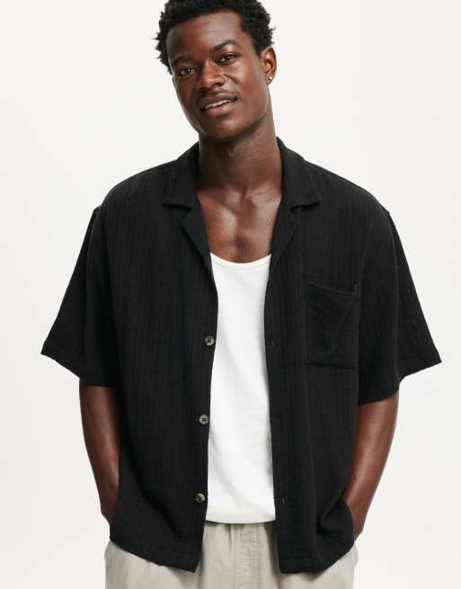 Cotton:On Box fit short sleeve shirt in black