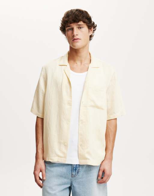 Cotton:On Box fit short sleeve shirt in summer yellow dobby