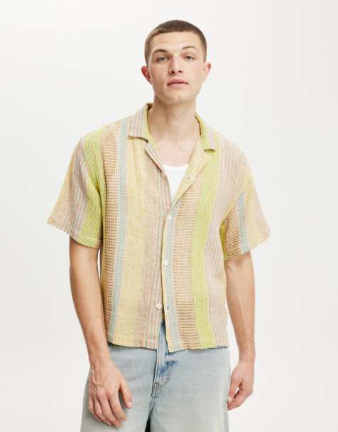 Cotton:On Box fit short sleeve shirt in yellow multi stripe - view 1