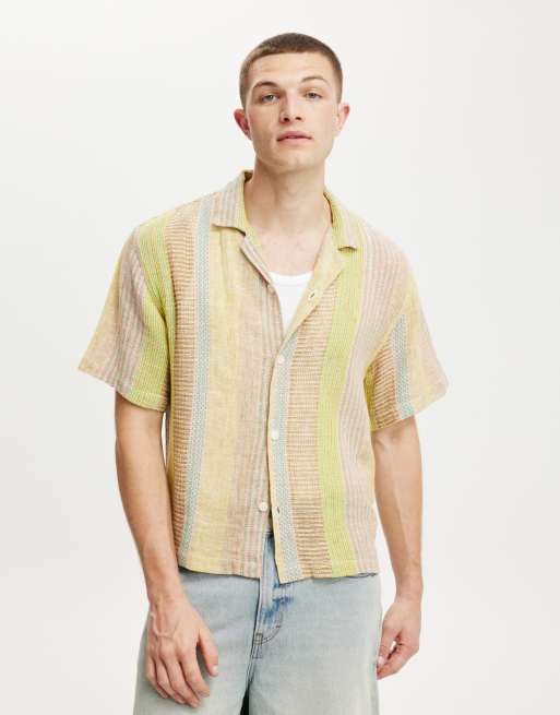 Cotton:On Box fit short sleeve shirt in yellow multi stripe