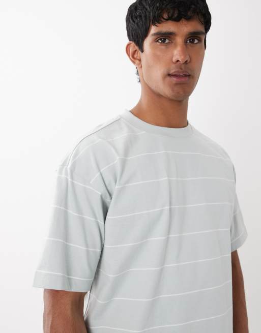 CottonOn box fit T-shirt in blue vintage stripe, 3 of 5