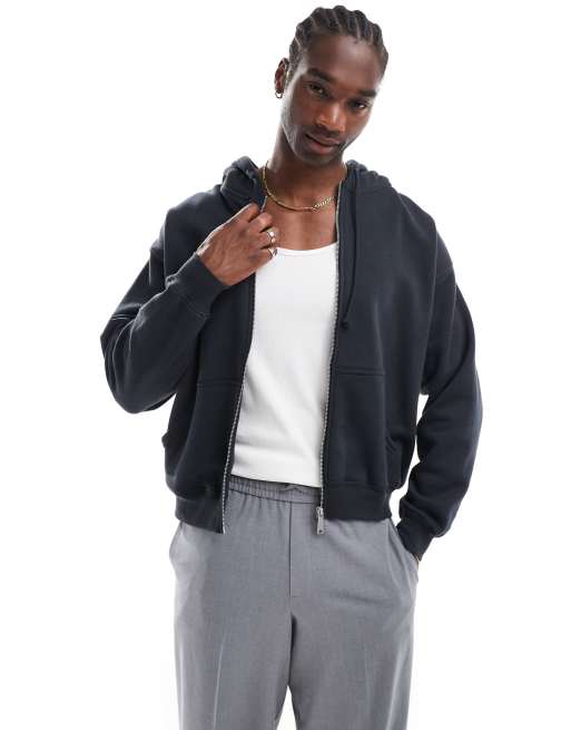 Cotton:On Box fit zip up hoodie in black