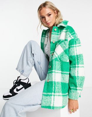 Cotton:On boxy overshirt in green check - ASOS Price Checker