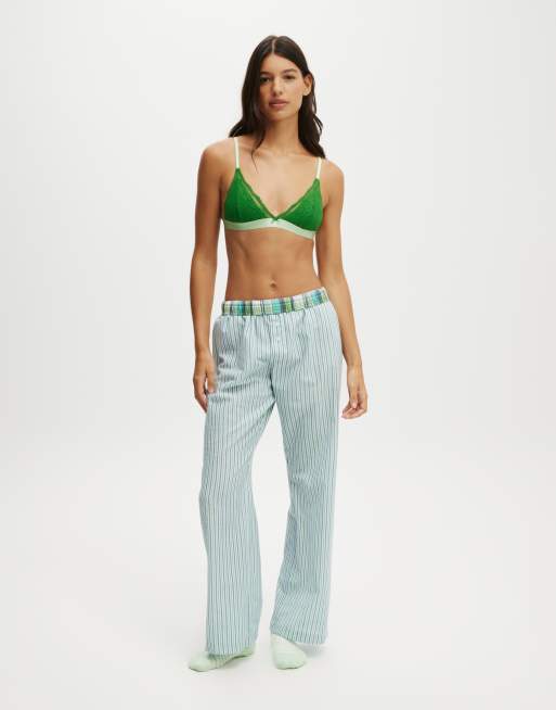 Cotton:On Boyfriend boxer pant in blue/green stripe
