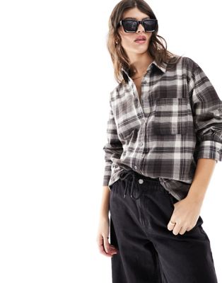 Cotton:On Boyfriend Flannel Shirt in black check