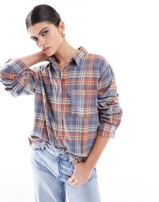 Cotton:On Boyfriend Flannel Shirt in mist blue check