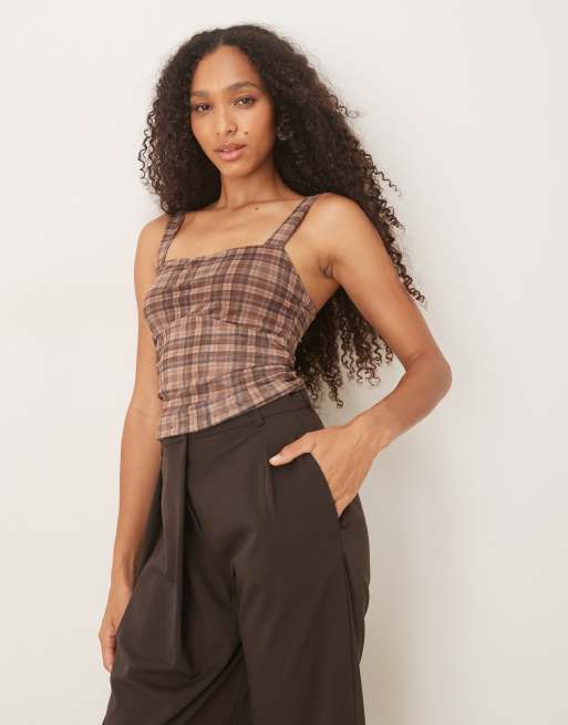 Cotton:On Brooke mesh cami in brown