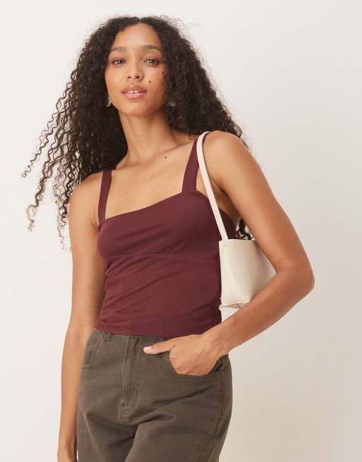 Cotton:On Brooke mesh cami in burgundy