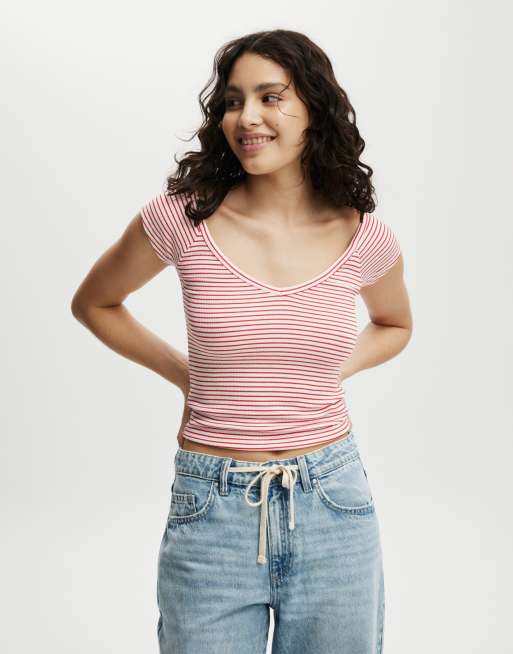 Cotton:On Brooklyn v neck short sleeve in white