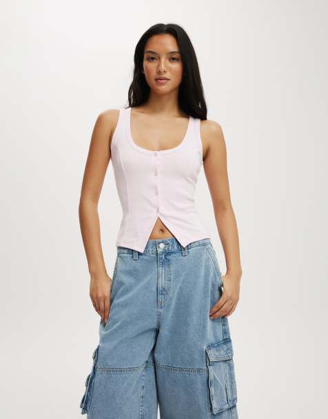 Cotton:On Button through tank in pink - view 1