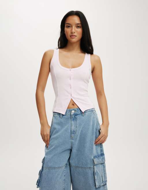 Cotton:On Button through tank in pink