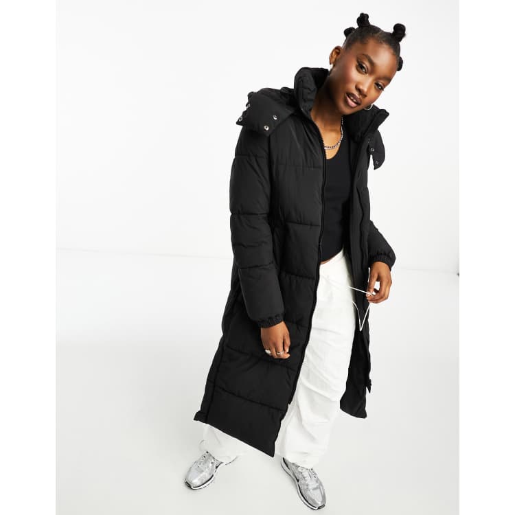 Collusion longline parka with removable faux fur on sale hood