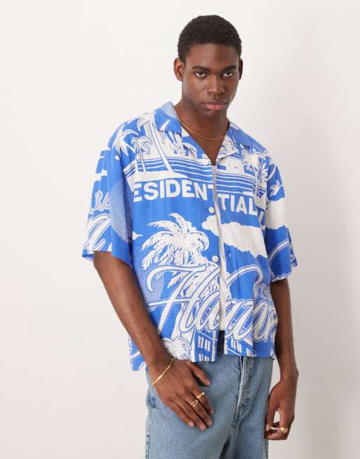 Cotton:On Cabana short sleeve shirt in blue havana print