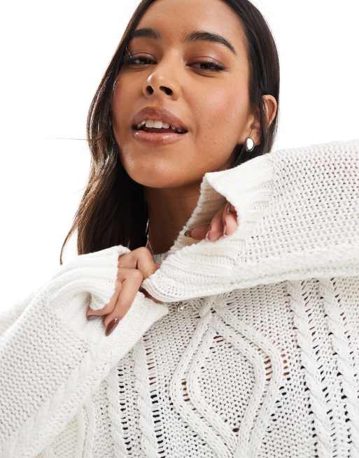Cotton:On Cable sweater dress in white | ASOS
