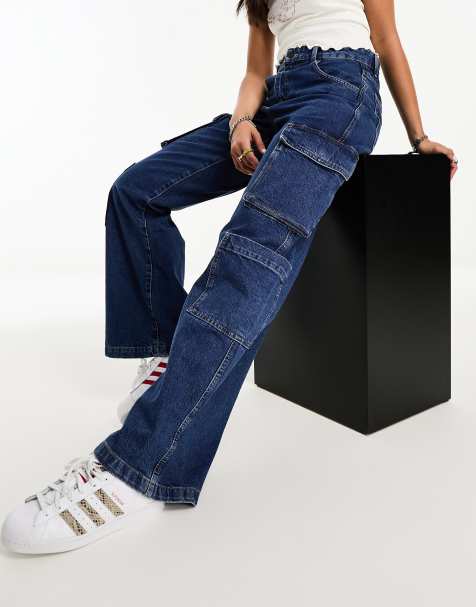 Cotton:On cargo wide leg jean in dark indigo