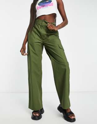 Cotton:on Carter Wide Leg Pant In Khaki-green In Green