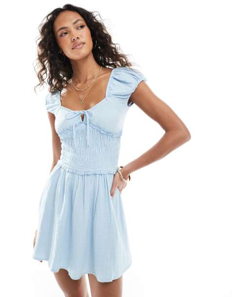Cotton:On Charlie open back mini sundress in blue - view 1