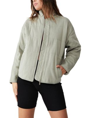 Cotton:On check print jacket in sage green