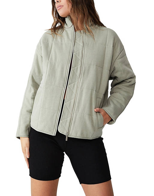 Cotton:On check print jacket in sage green