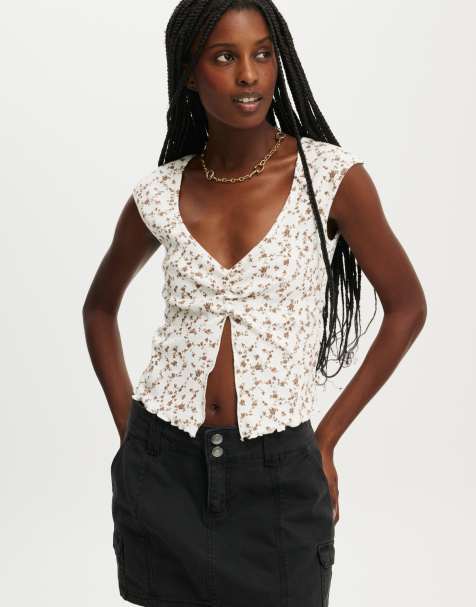 Cotton:On Chelsea open front top in brown - view 1