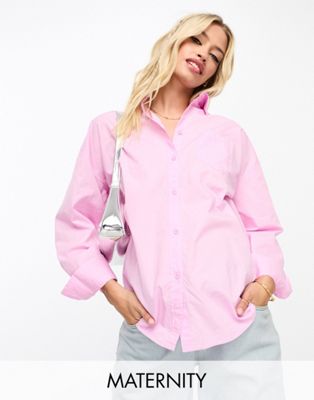 Cotton:On Maternity dad shirt in bright pink - ASOS Price Checker