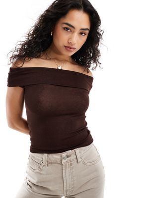 Cotton:On Chloe off the shoulder top in brown