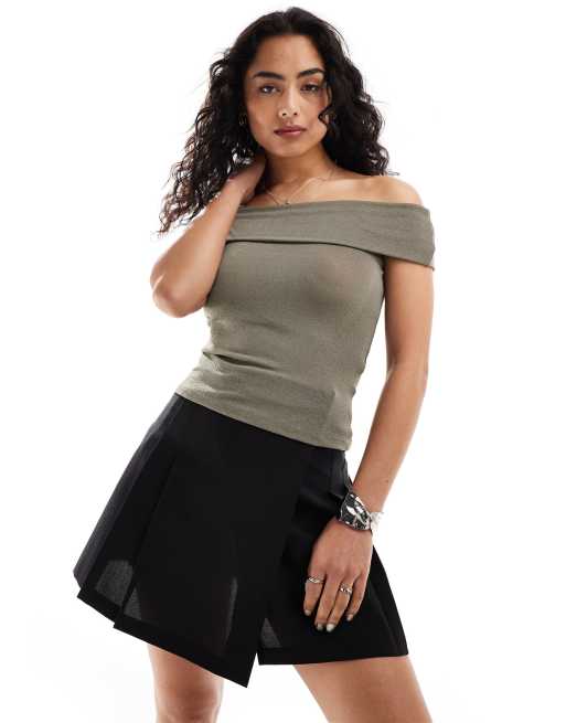 Cotton:On Chloe off the shoulder top in khaki