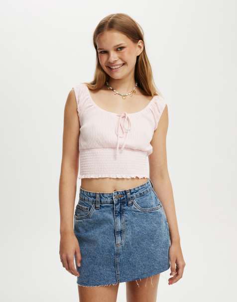 Cotton:On Chloe shirred short sleeve top in pink - view 1