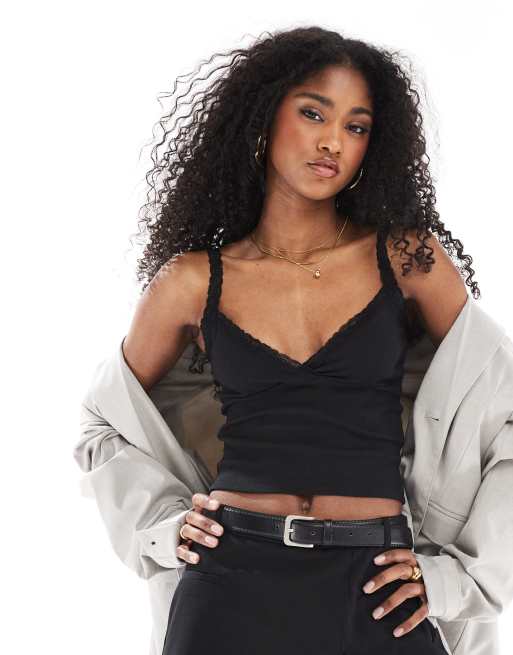 Cotton:On Clare lace trim tank in black
