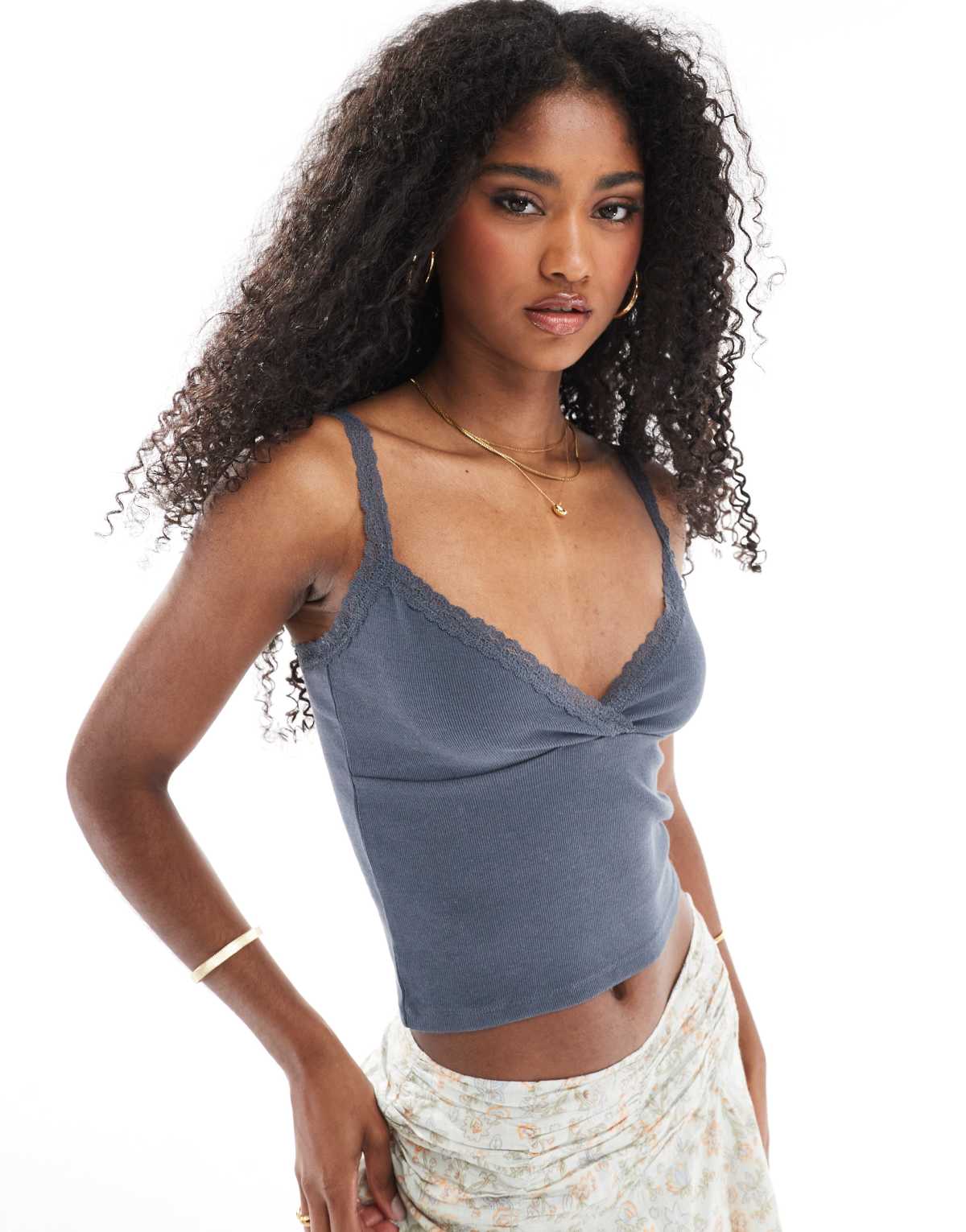 Cotton:On Clare lace trim tank in blue