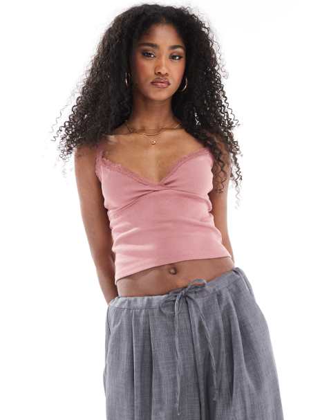 Cotton:On Clare lace trim tank in pink - view 1