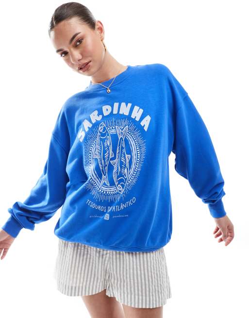 Cotton:On Classic graphic crew sweatshirt in blue