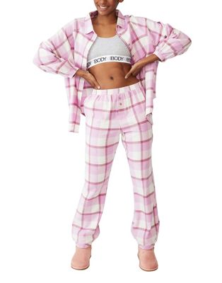 Cotton:On co-ord flannel bed pants in pink check | ASOS