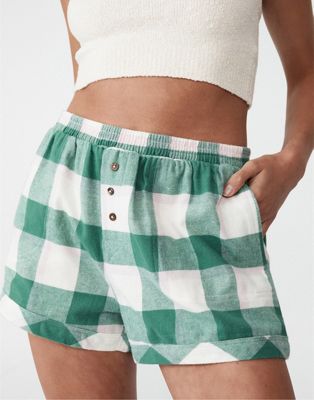 Cotton:On co-ord flannel bed shorts in green check
