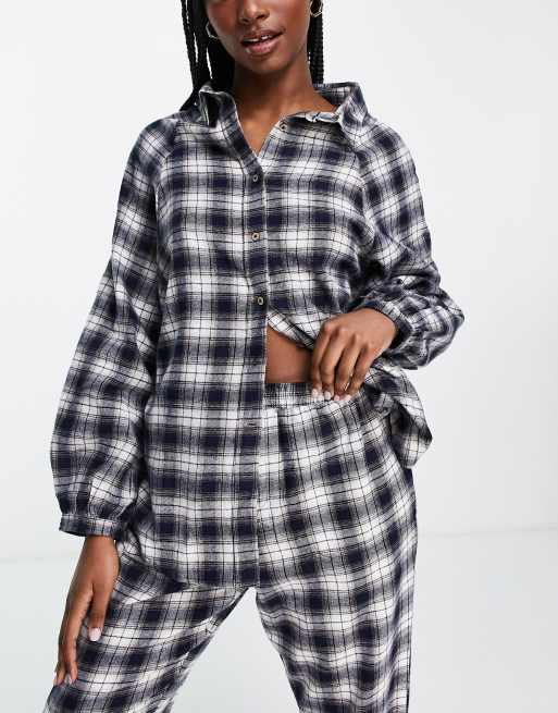 Cotton:On co-ord pyjama shirt in navy check, 3 of 4