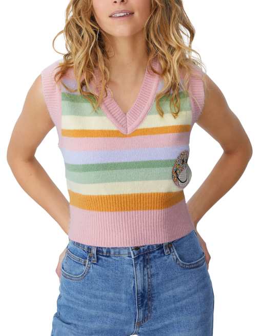 Cotton:On color block knit sweater vest in multi | ASOS