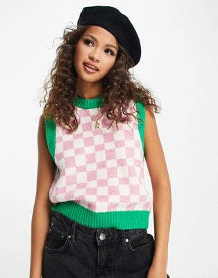 Cotton:On colour block knitted vest in pink
