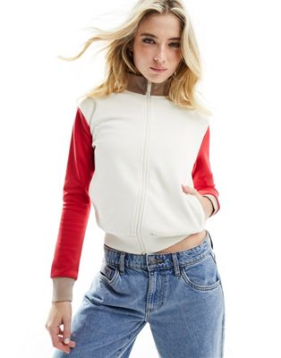 Cotton On contrast retro sporty zip through jersey track top in multi